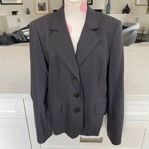 Talbots Classic 3 Button Notch Collar Lined Wool Blazer Jacket Grey Sz 10